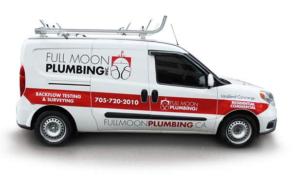 Truck with Full Moon Plumbing branding